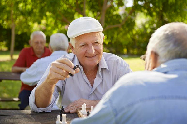 men playing chess in park