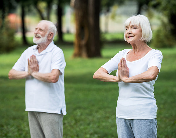Senior couple practicing meditation